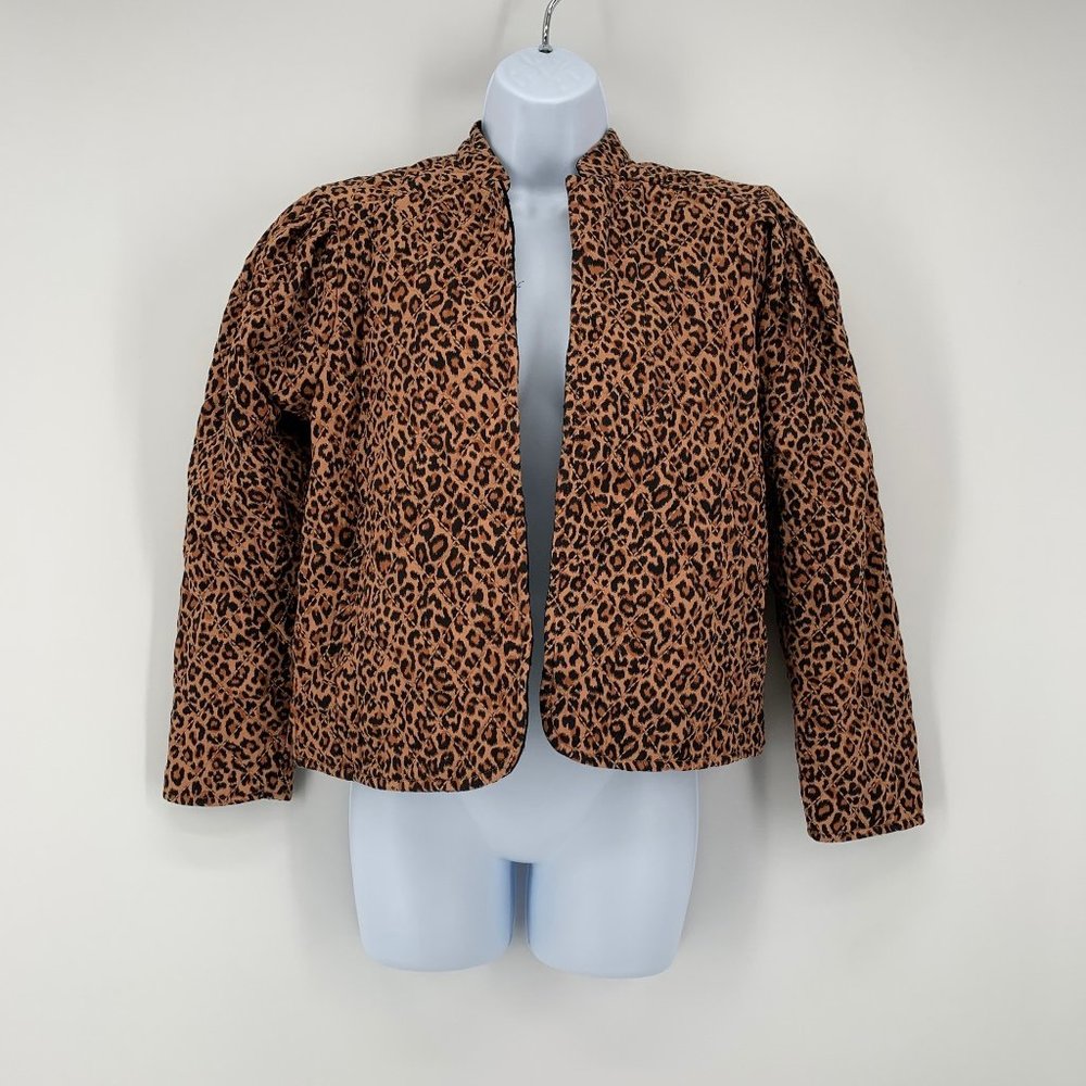 Something Navy NWT Women's Leopard Print Long Sleeve Quilted Blazer XXS